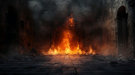 Fiery alleyway background