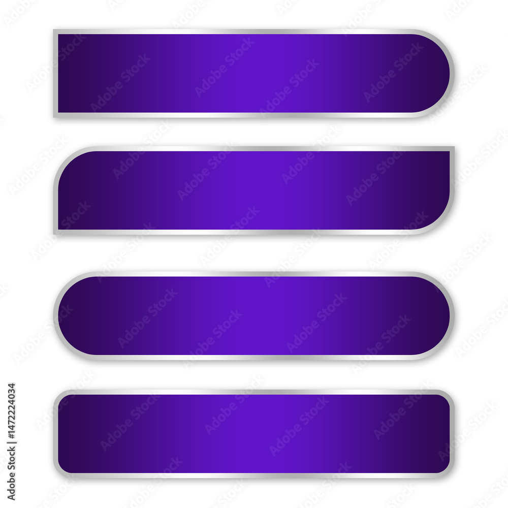Aufkleber set of purple buttons rectangle with silver line luxury element png file transparent background