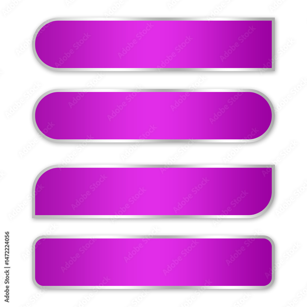 Aufkleber set of pink buttons rectangle with silver line luxury element png file transparent background