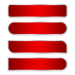 set of red buttons rectangle with silver line luxury element png file transparent background
