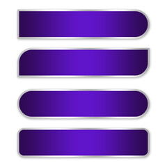 Fototapeta premium set of purple buttons rectangle with silver line luxury element png file transparent background