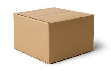 Closed Cardboard Box on Transparent Background