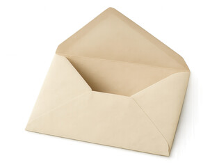 Open vintage envelope showing its inside on transparent background