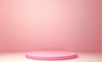 A minimalist pink cylindrical platform sits centrally in a pale pink room, offering a clean and simple display space for product showcasing or branding. : Generative AI