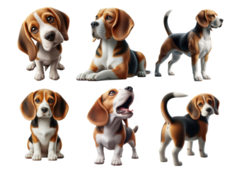 Charming beagle poses a playful collection