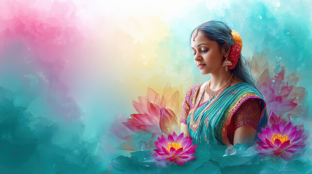 close up of Hindu goddess in traditional cloths