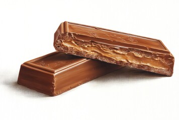 Delicious Milk Chocolate Bar with Creamy Caramel Filling on White Background for Sweet Treat and Dessert Concepts