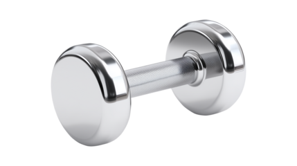 Metallic silver hand weight with textured grip