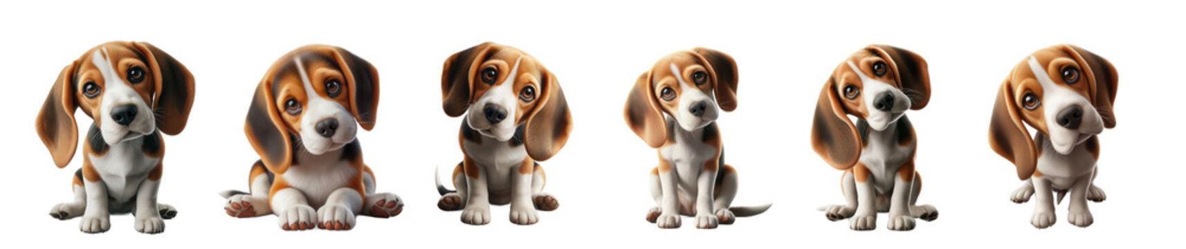 Adorable beagle puppies sitting posing cutely