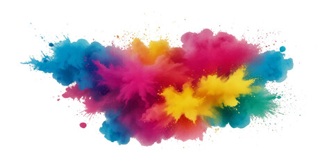 Vector abstract colorful rainbow holi paint and colorful cloud smoke powder explosion isolated on transparent wide panorama background.	
