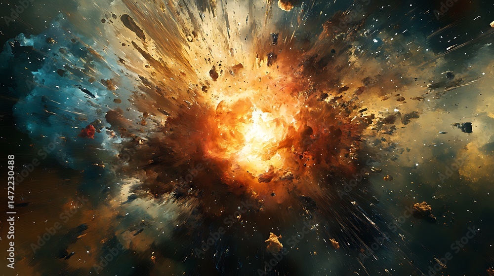 Poster cosmic event creating a mesmerizing display of light and interstellar matter
