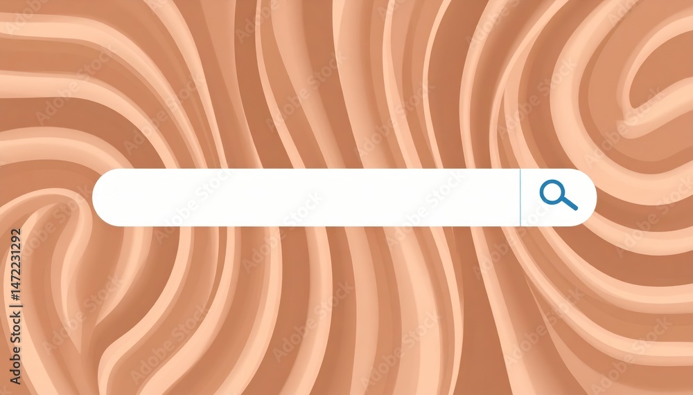 Poster abstract background with a search bar, fluid lines in warm beige tones creating a modern graphic des