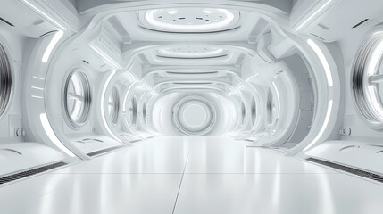 Obraz premium Futuristic White Corridor Interior Design