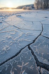 Frosty cracked ice texture with abstract patterns