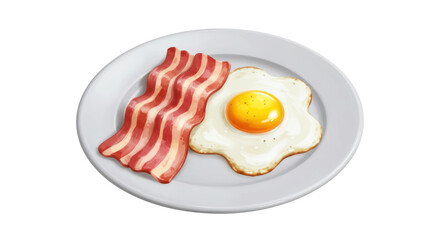 Isolated Fried Egg and Bacon Dish