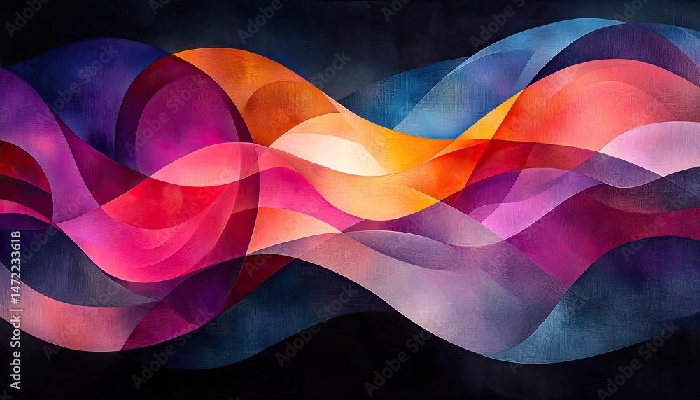 Poster abstract painting with flowing shapes and vibrant gradient color palettes. use this stunning backgro