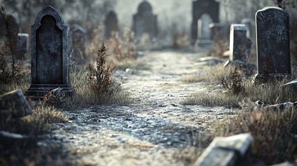 Frosted cemetery path