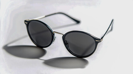 Vintage style sunglasses frame showcased on bright white background.