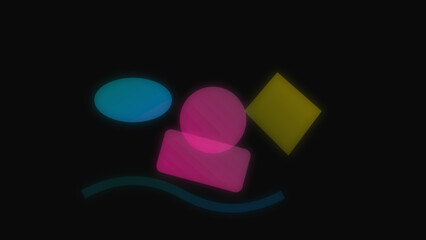 Abstract colorful background with a 3d render of a glowing neon heart sign for love