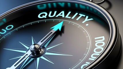 Quality Compass Guiding to Success, Conceptual Image for Business Strategy, Achievement, and High Standards