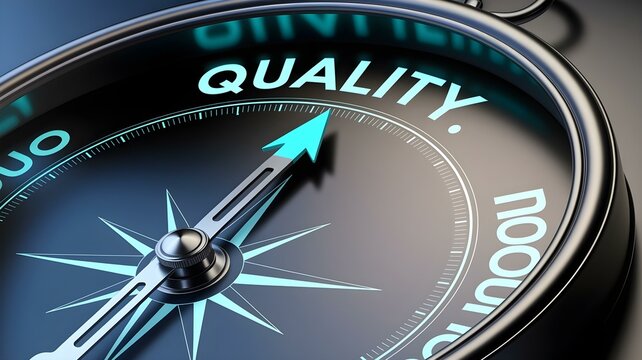 Quality Compass Guiding to Success, Conceptual Image for Business Strategy, Achievement, and High Standards