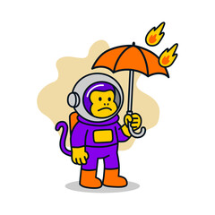monkey meteor rainy astonaut cartoon character