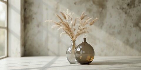 Obraz premium Elegant Dried Floral Display in Ceramic Vase