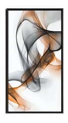 Abstract Smoke Design with Orange and Black Swirls in Frame on Transparent Background