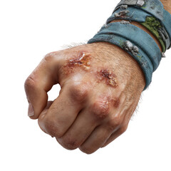 Naklejka premium Halloween-themed transparent background hand injury creative artwork graphic design studio close-up