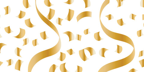 Falling shiny golden confetti isolated on transparent background. Bright festive tinsel of gold color.  3D gold confetti that floats down to celebrate