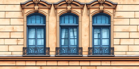 Fototapeta premium Classic Building Facade with Windows