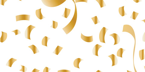 Falling shiny golden confetti isolated on transparent background. Bright festive tinsel of gold color.  3D gold confetti that floats down to celebrate