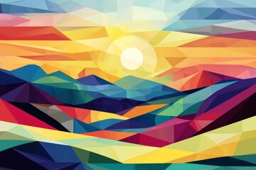 Obraz premium A dynamic blend of forms and hues defines this abstract landscape creation.