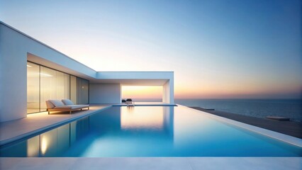Serene Sunset View from Modern Minimalist Home with Infinity Pool