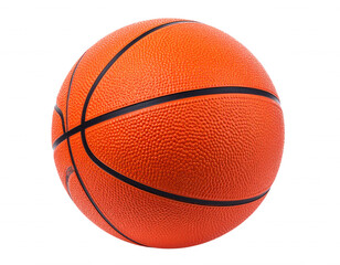 Orange Basketball on White Background: Classic Sport Equipment Isolated for Play and Fitness Activities.
