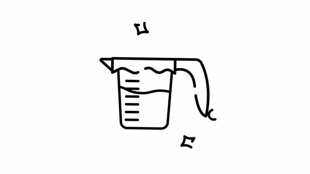 Measuring cup line icon for kitchen cooking and ingredient animation