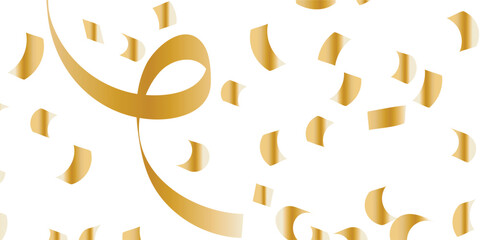 Realistic 3D Falling Golden Confetti Isolated on Transparent Background for Festive Celebrations. Falling shiny golden confetti isolated on transparent background. Bright festive tinsel of gold color.