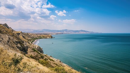 Azerbaijan landscape Caspian shores and Caucasus foothills beautiful nature view