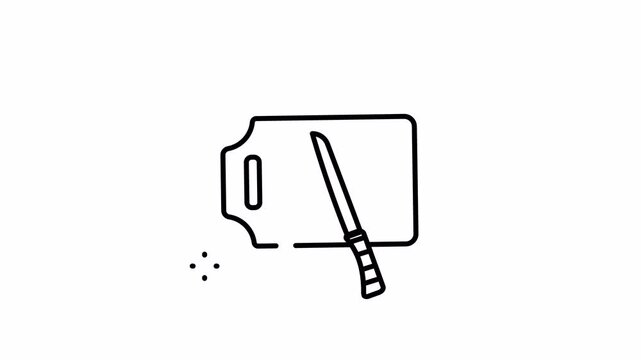 Chef's knife line icon for slicing and dicing animation