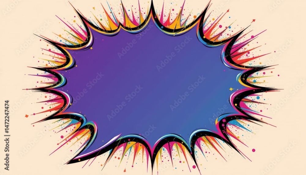 Aufkleber colorful burst shape on soft background with vibrant brush strokes and abstract design elements