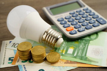 Cost of electric utilities with light bulb for payment.