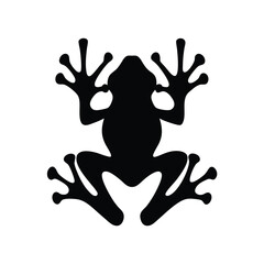 Fototapeta premium Black silhouette vector of a frog with detailed limbs and toes on a white background