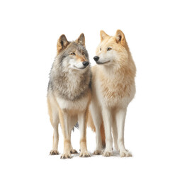 Obraz premium [Transparent Background PNG]Two Wolves Against White Background