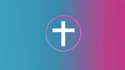 Obraz premium Minimalistic illustration of a white transgender symbol inside a circle, set against a gradient background transitioning from blue to pink and purple