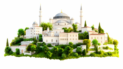 Fototapeta premium Istanbul cityscape, floating on a lush green island