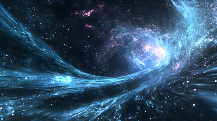 Naklejka premium Vivid Space Scene with Cosmic Swirls and Stellar Light Effects