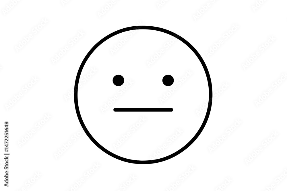 Poster minimalist vector icon of a neutral face expressing indifference for digital projects and design ele