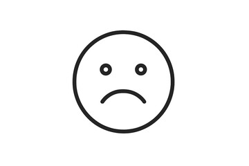 Simple vector icon depicting a sad face expressing disappointment or unhappiness in a minimalistic style