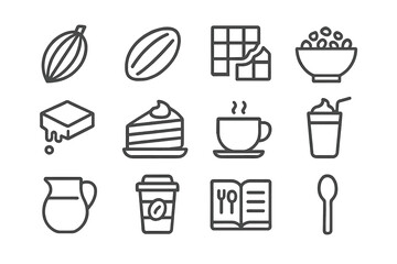 Delicious dessert and drink vector icons reflecting sweet treats and beverages suitable for any cafe menu design