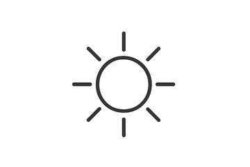 Vector icon representing the sun with radiating rays, suitable for various design applications, emphasizing brightness and warmth